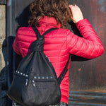 Biker Leather Backpack with Pyramid Studs – Bold Style for the Rock Enthusiast - Radka Sillerova Atelier
