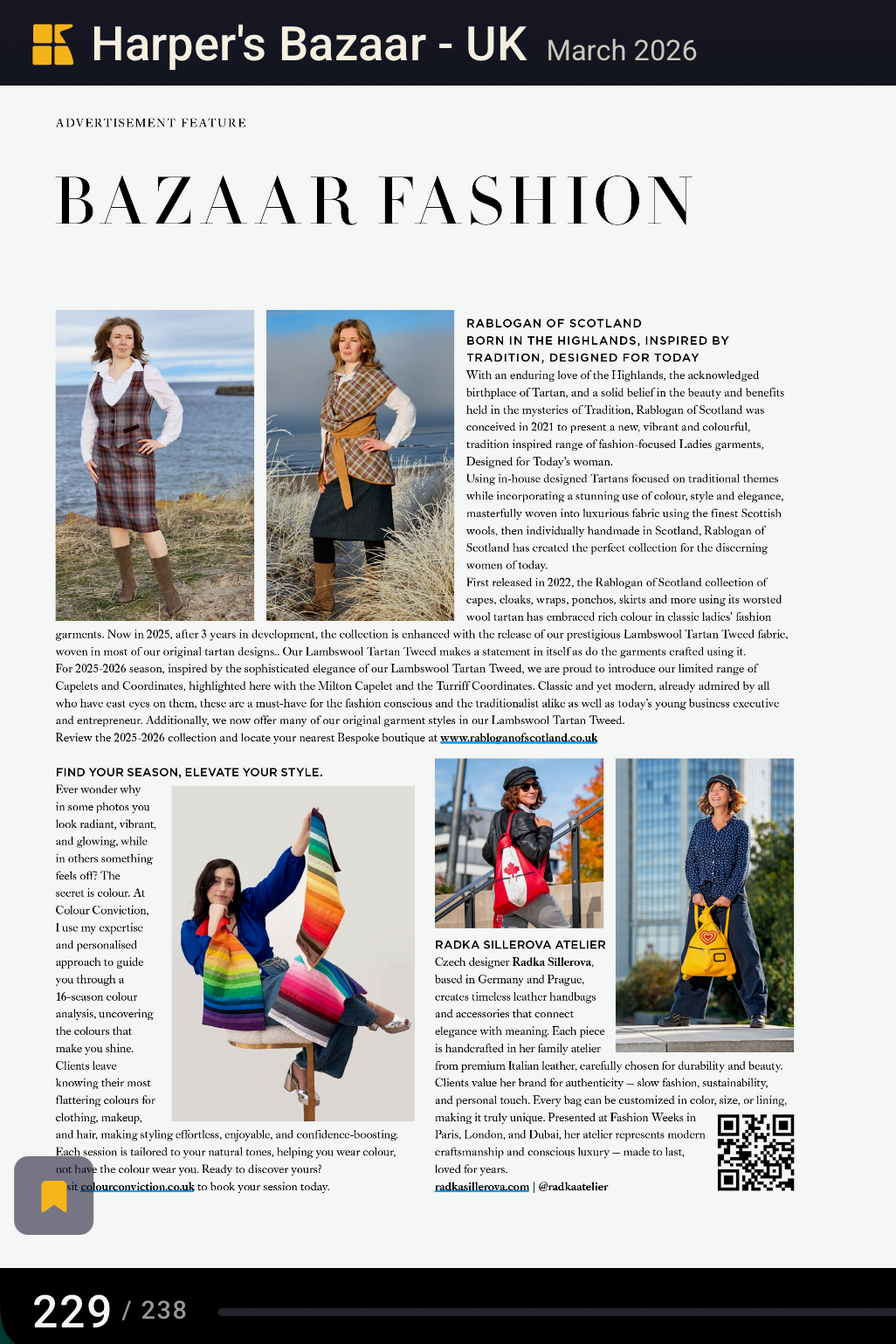 Harper's Bazaar UK magazine page featuring fashion articles and images.